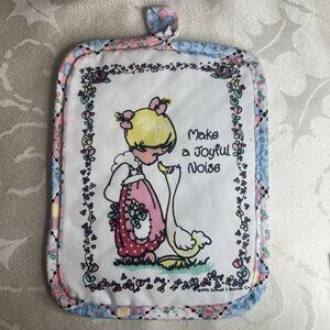 Precious Moments Pot Holder Girl‎ Goose Pastel Patchwork Backing Kitchen  set  2